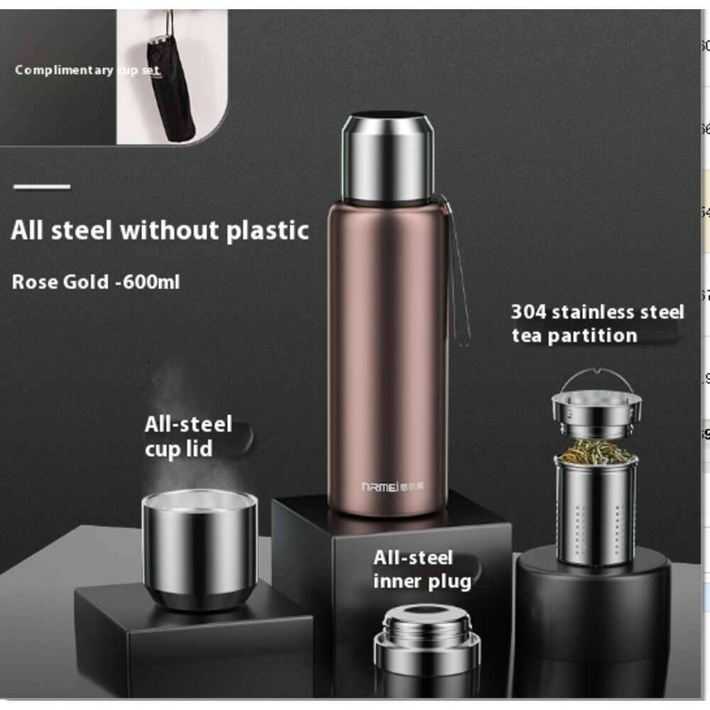 Stainless steel insulated cup, men's large capacity water cup, vacuum all steel cup, outdoor insulated kettle