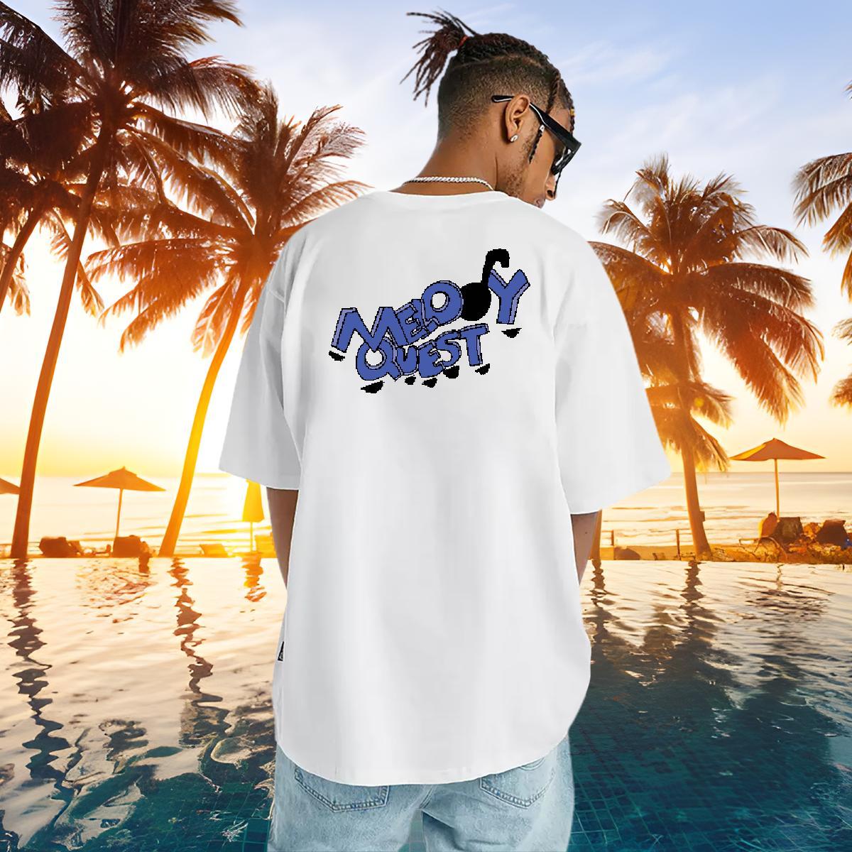 Loose Fit T-Shirts 230g Pure Cotton blue Casual Daily Wear Customized Print Round Neck Short Sleeve Men Tops Tees Brand Tops Shirt