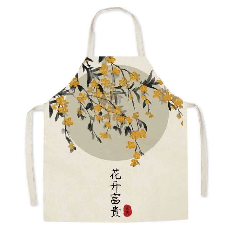 Chinese Retro Chinese Style Sleeveless Apron Adult Home Cleaning Linen Bib Mens Kitchen Cooking Baking ApronXJ240816