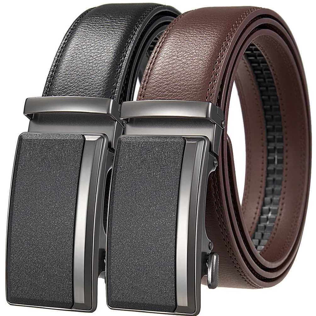 Mens belt fashion automatic buckle denim belt mens belt luxury designer black brown 3.5cm Plus size 130 140 150 160 170cm W240807