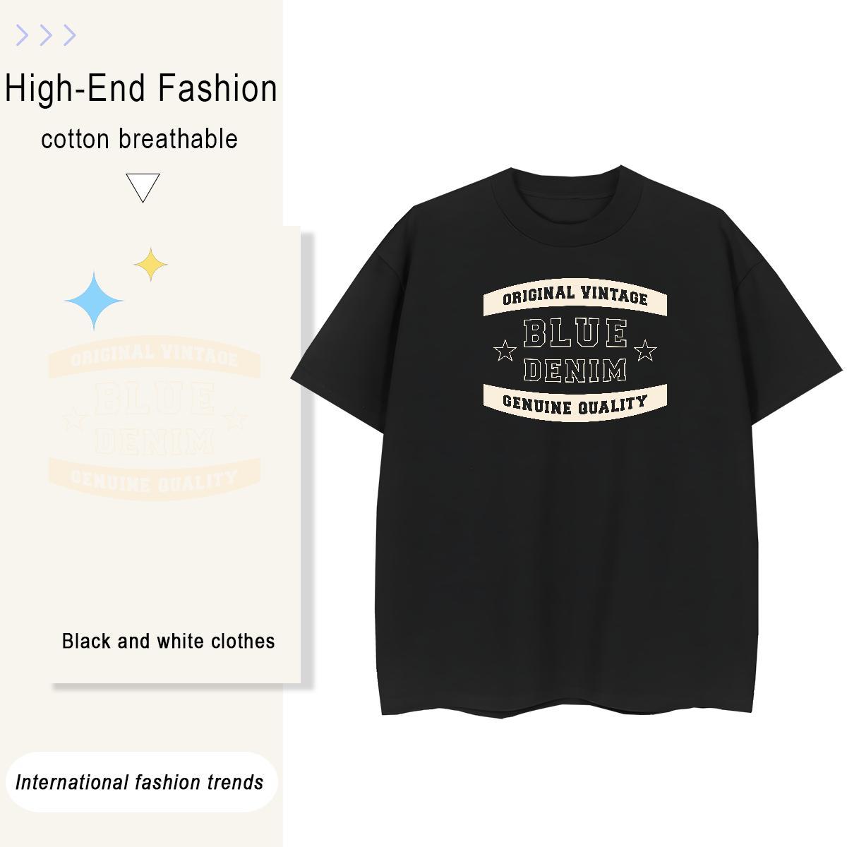 Female Womens Tshirts 230g Pure Cotton letter High Street Hip Hop T-Shirts for Women Comfortable Cartoon Print Tee Shirt