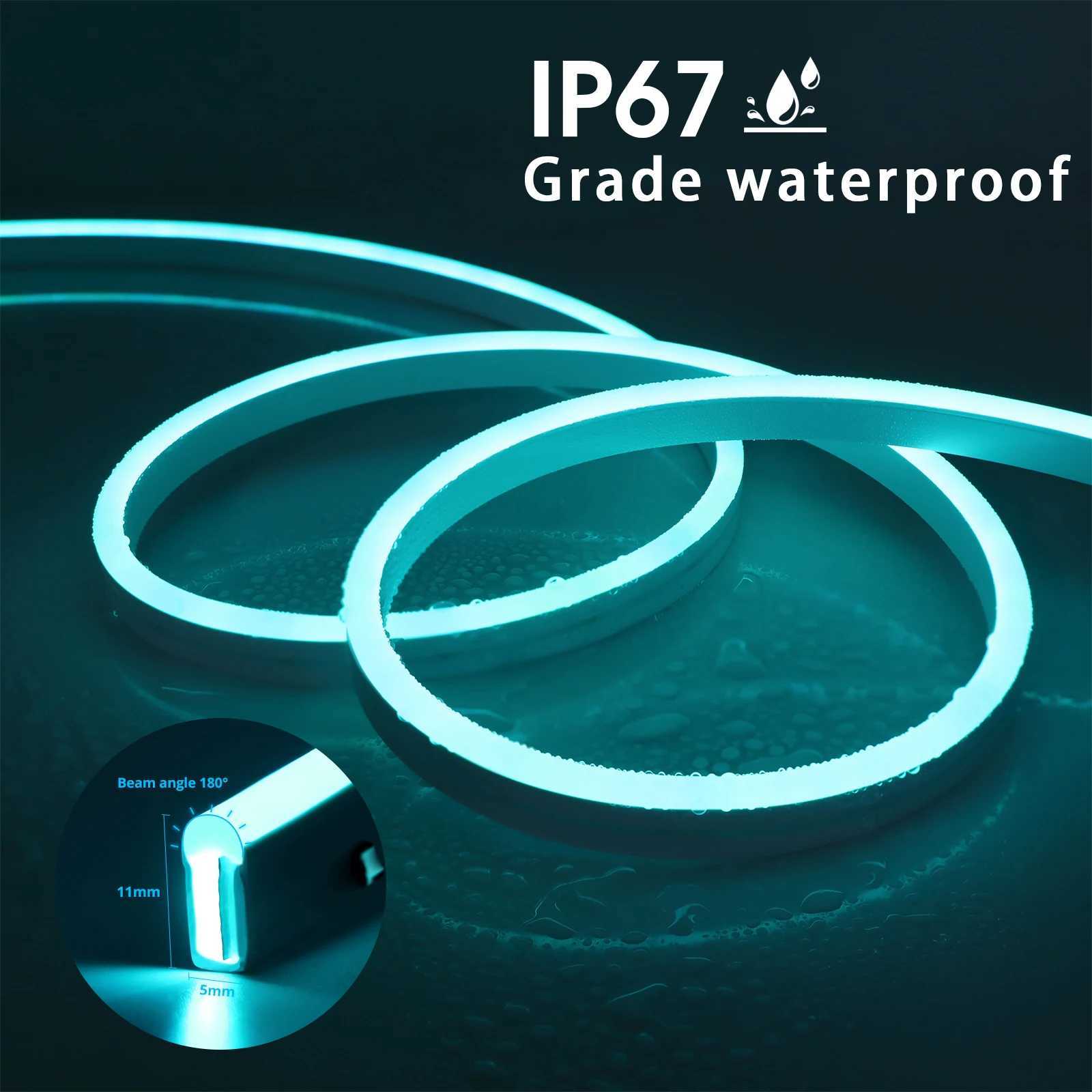 DC5V USB RGB neon light LED strip 1/2/3/4/5M IP65 waterproof neon light strip Bluetooth application and neon light decoration lighting remote control 