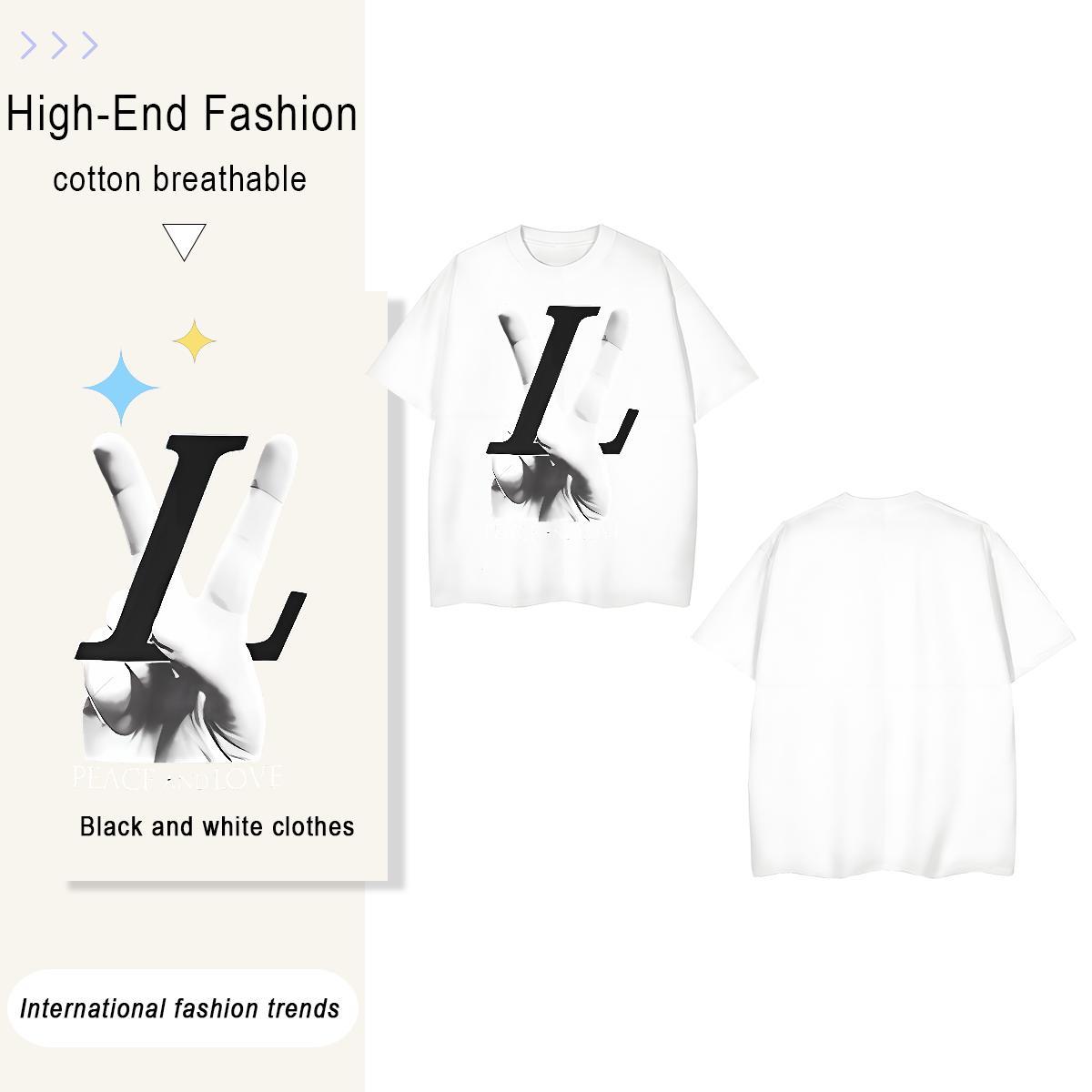 High Quality letter 230g 100% Cotton Tshirt for Man Woman Street Casual Breathable T Shirt For Man Classic Casual Custom Printing Tees Shirts