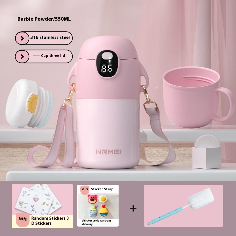 Children's insulated cup, specifically designed for girls in school, with high aesthetic value, cute baby straws, water kettle, portable water cu