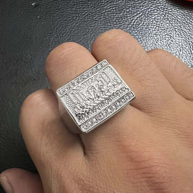Classic Square The Last Supper Stainless Steel Casting Mens Ring 18k Real Gold Plated Jewelry