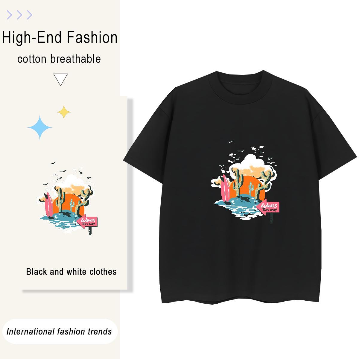 Classic Women Tshirts Hip Hop O Neck Short Sleeves Tees Nice 100% Cotton 230g beach White Plus Size T shirt