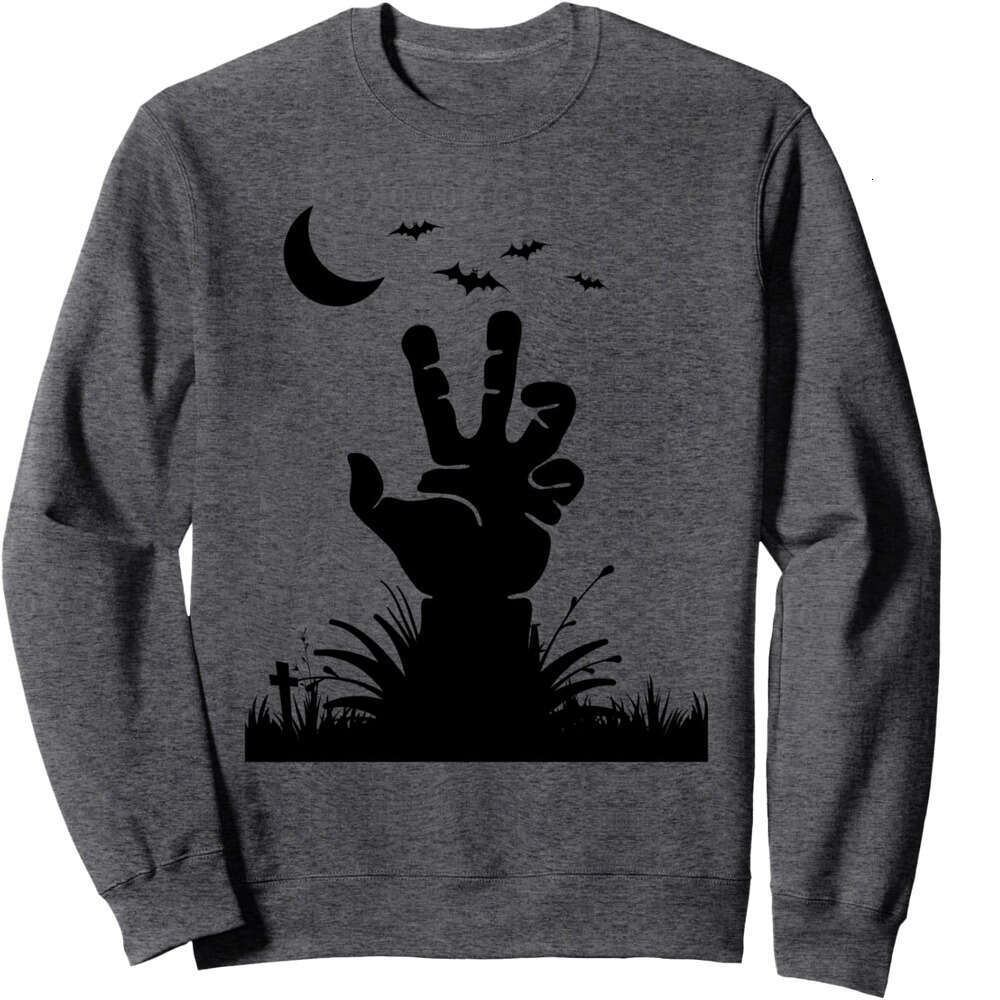 Long Sleeve Shirts for Men sweatshirt Scary Bats Grave Hand Horror Cemetery Halloween Sweatshirt Tee Streetwear Casual tops clothes 2025
