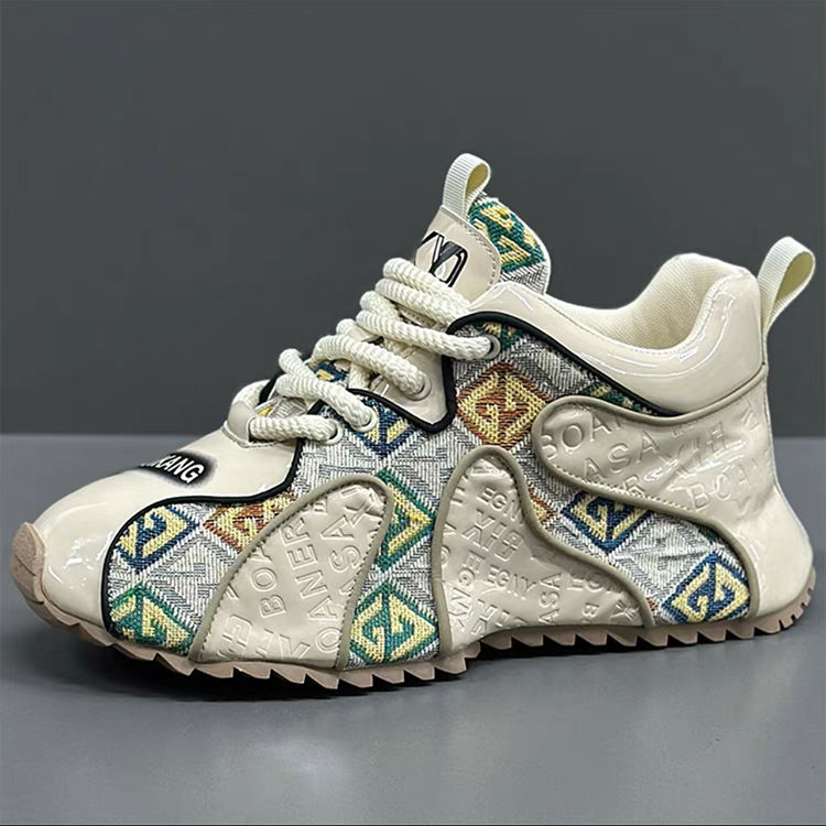 Men's patchwork thick soled height increasing casual sports shoes