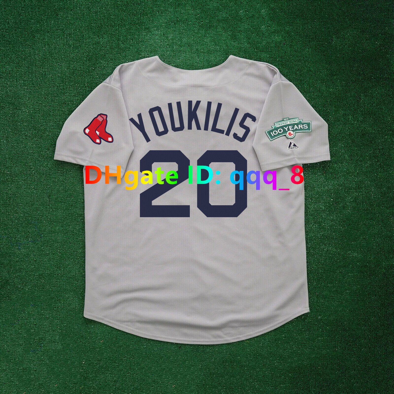 David 34 Ortiz Dustin Pedroia Josh Beckett 2012 Fenway Park 100TH Patch Red Sox Baseball Jersey Jason Varitek JD Drew Tim Wakefield Jon Lester Grey S-