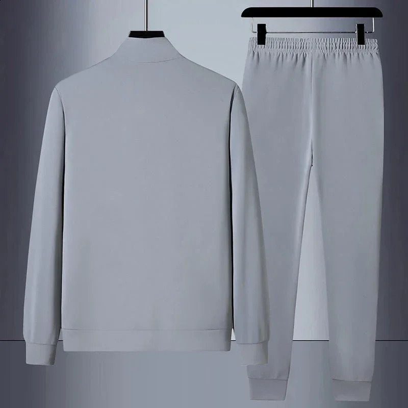 Mens Track and Field Wear Spring Leisure Jogging Set Mens Zipper Open Skirt Jacket 2PCSSports Pants Fitness Gym Mens Sports Wear 240827