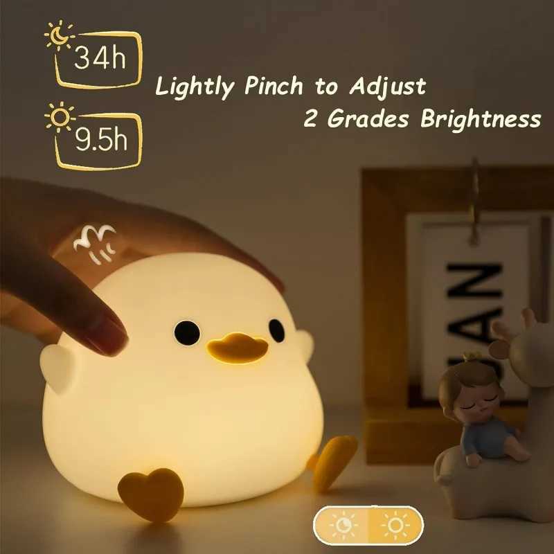 Cartoon Bean Duck Silicone Lamp LED DoD Duck Cute Night Light Kindergarten Night Light Rechargeable Desk Lamp W240816