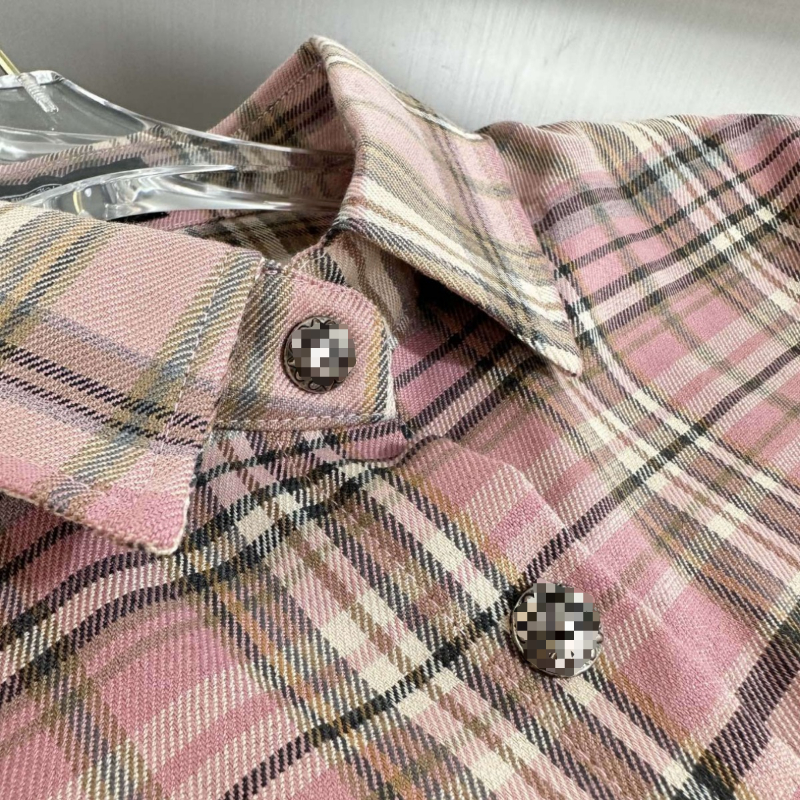 Womens Cross Pink Blouses Designer Shirts Fashion Checkered Pattern Design Summer Plaid T-Shirt Casual Long Sleeve Top