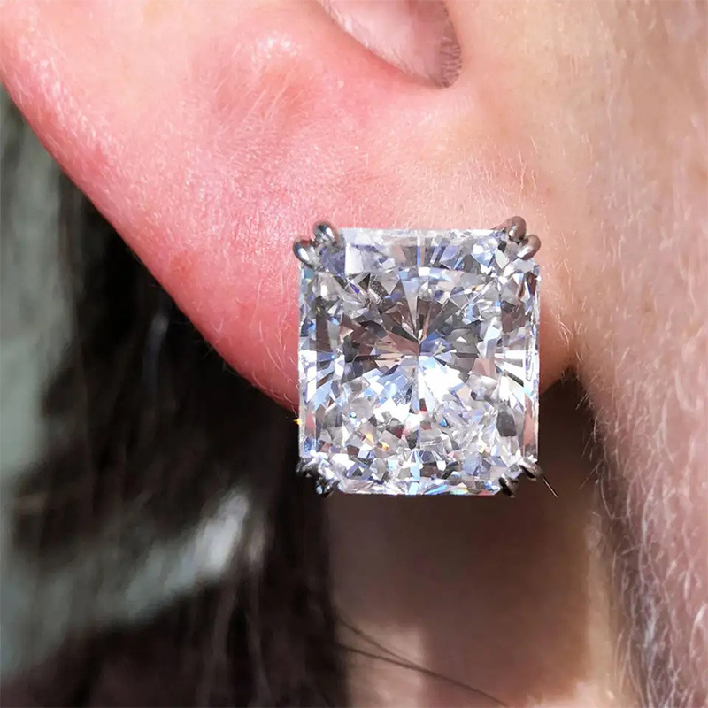 Stud Earrings Women, Sterg Sier Princess Cut White 5A Cubic Zirconia (CZ) Dia Party Earrings, Hypoallergenic Jewelry Gift for Ladies