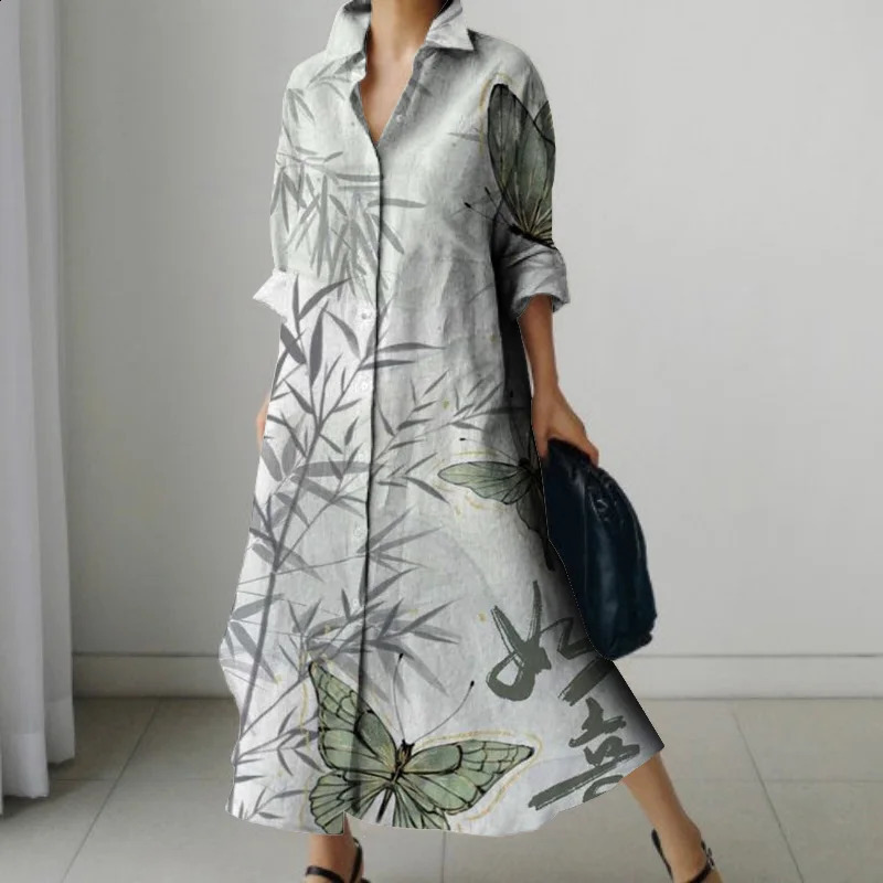 Summer Women Long sleeve Shirt Dress Breathable Fabric Soft Smooth Fashion 2024 Latest 240816