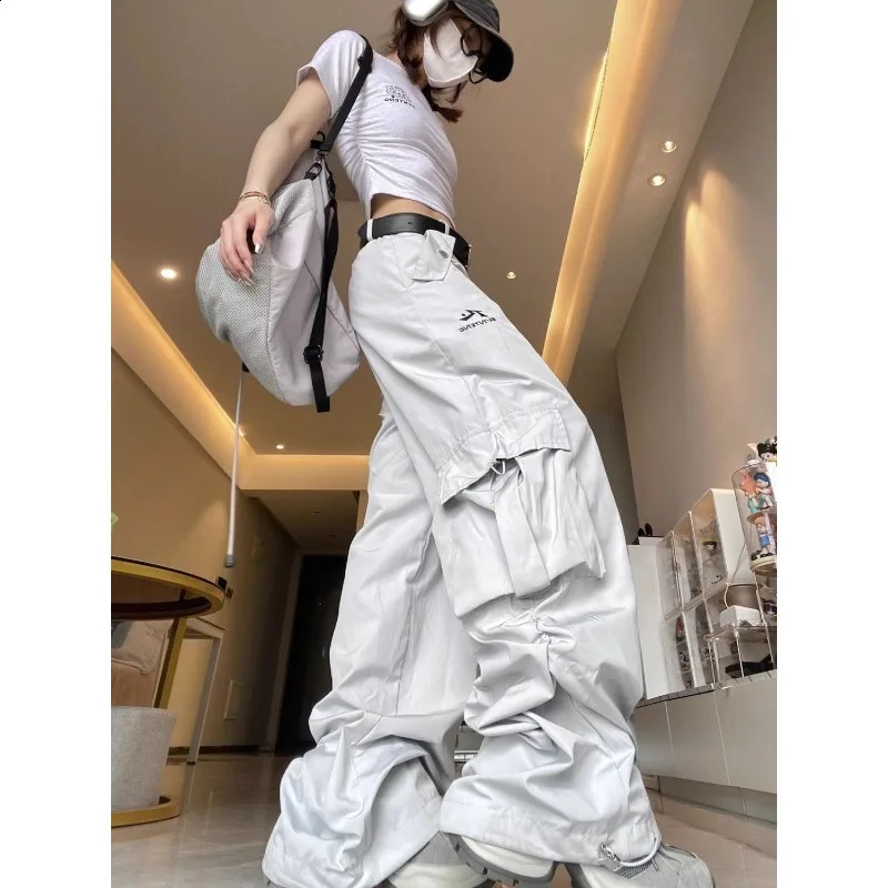 Deeptown Vintage Oversized Cargo Pants Women America Retro Casual Sports Baggy Trousers Korean Style Summer Thin Pantalones Z260314