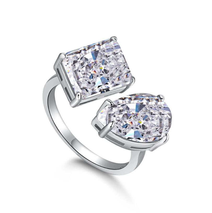 Moissanite Dia Sterg Sier Open Ring for Women | Bridal Promise Jewelry