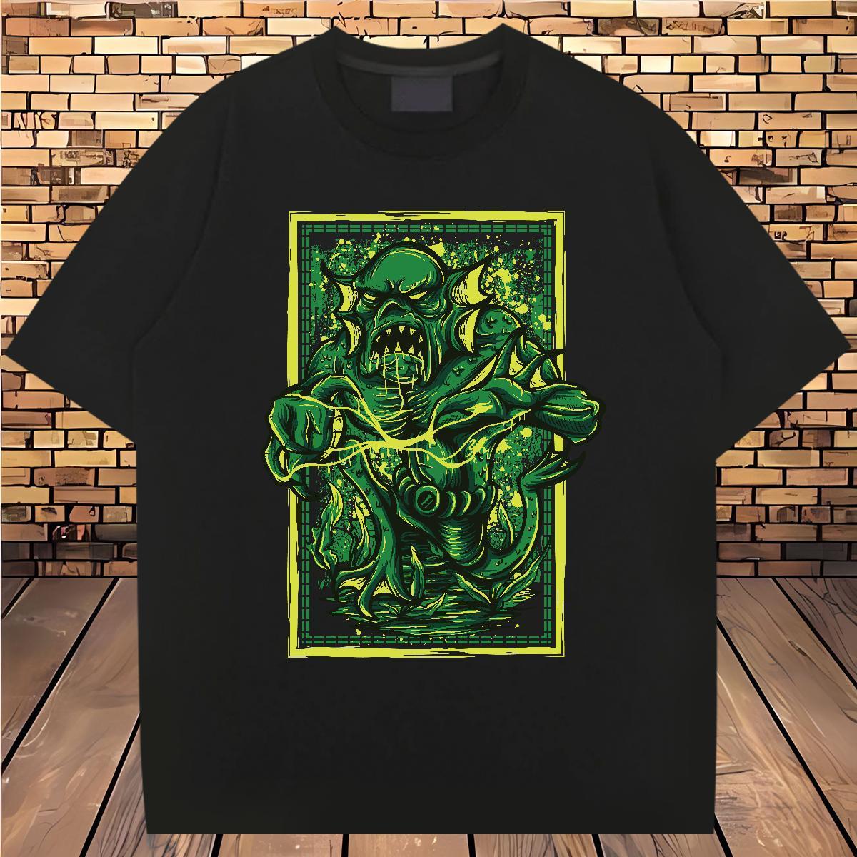Brand Mens T Shirts 100% Cotton 230g ET High Street Hip Hop Oversized Round Neck Short Sleeve Men Tshirts DIY Customized Top Tees