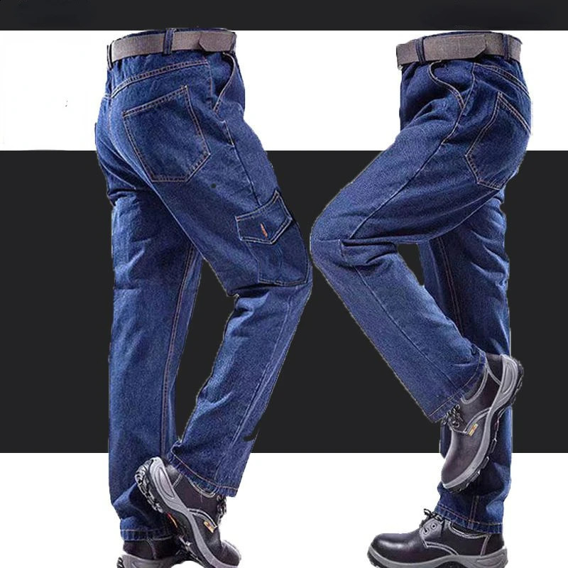 Mens clothing mens pants wearresistant and scalp resistant thick cotton work clothes denim multiple pockets 240816