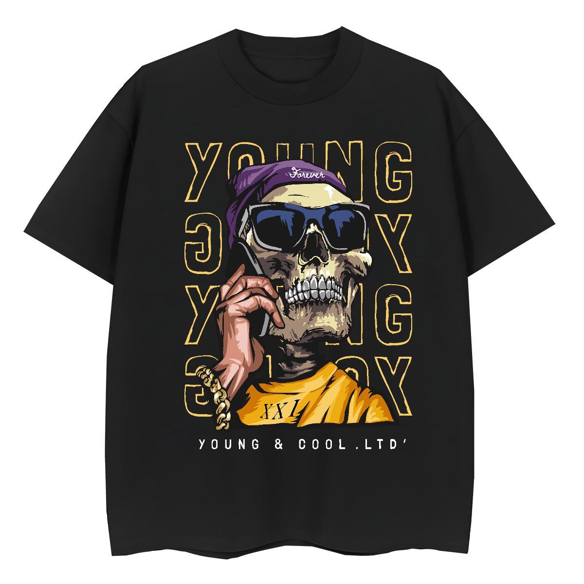 Fashion Woman T Shirts 230g 100% Cotton Crew Neck Street skull Womens Tshirts Soft Skull Clothes