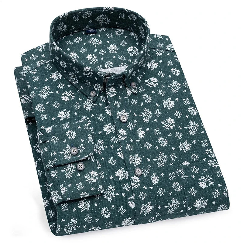 Men 100 Cotton Oxford Long Sleeve Shirts Floral Print Breathable Office Dress Shirt Casual Fashion Standard Workwear Shirts 240816