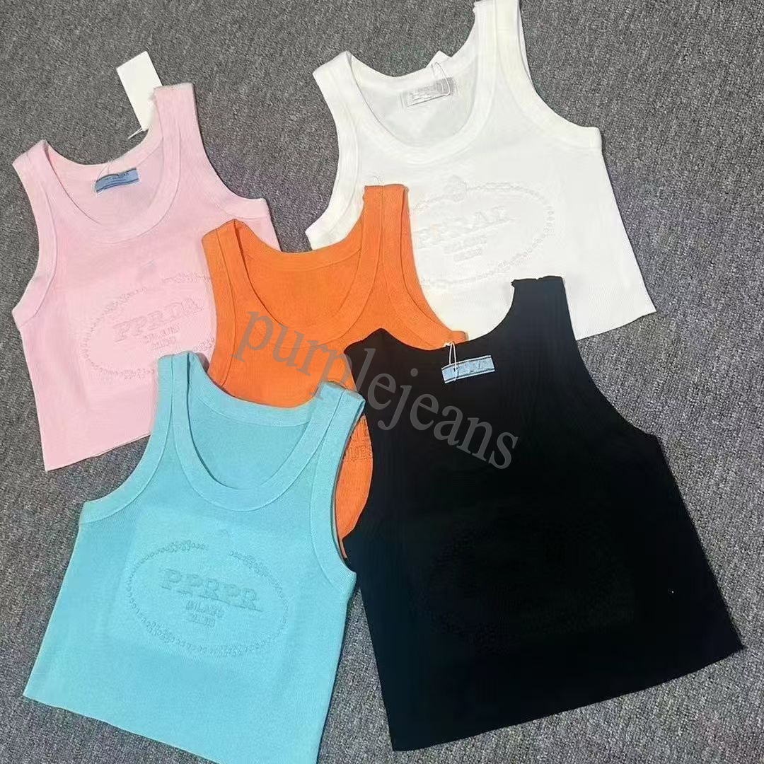 P*A*A Designer Women's Short Tanks Camis Tops Summer Fashion Girls White Black Ribbed Cotton Camisole Original Brand Womens Knits Tees Sleeveless T Shirts
