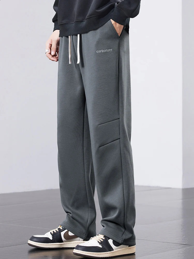 Autumn mens loose straight pants casual classic black gray fashion letter printing jogging outdoor sports Trouser 240816