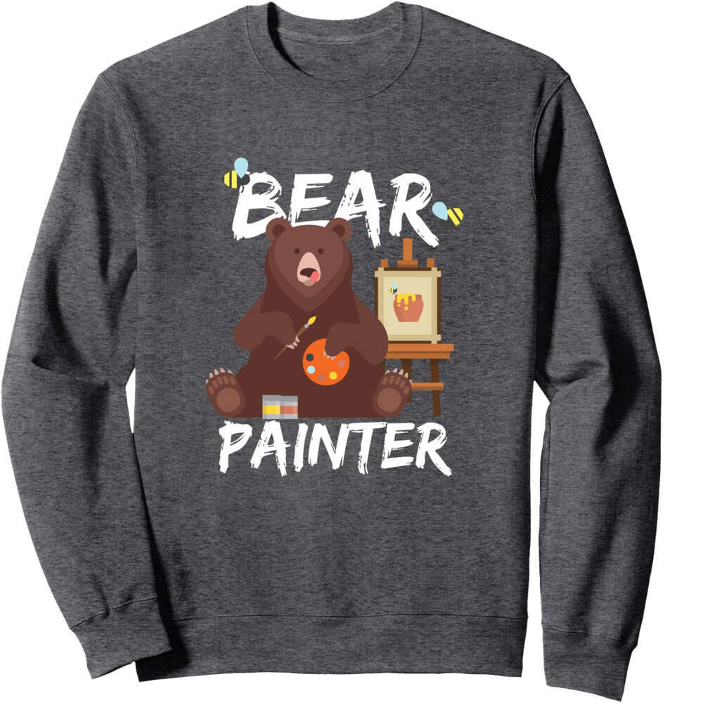 Long Sleeve Shirts For Men Sweatshirt Bear Paint Colorful Pictures Art Lover Funny Gift Sweatshirt Graphic Tee Streetwear Casual Tops Clothes sweatshi