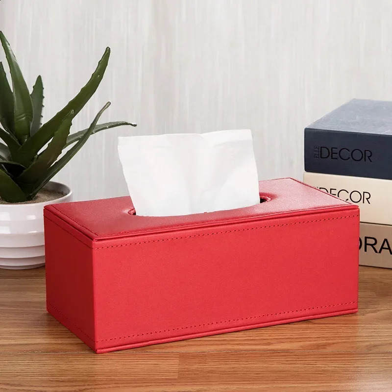 PU Leather Tissue Box Cover Desk Makeup Cosmetic Organizer Remote Controller Phone Holder Home Office Paper Napkin 240816