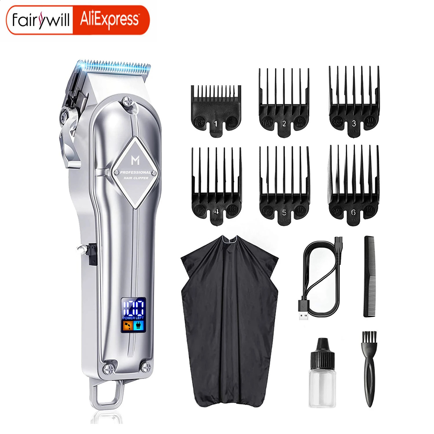 Limural Electric Hair Clippers for Men Professional Cordless Barber Rechargeable Beard Trimmer LED Display Kit 240813