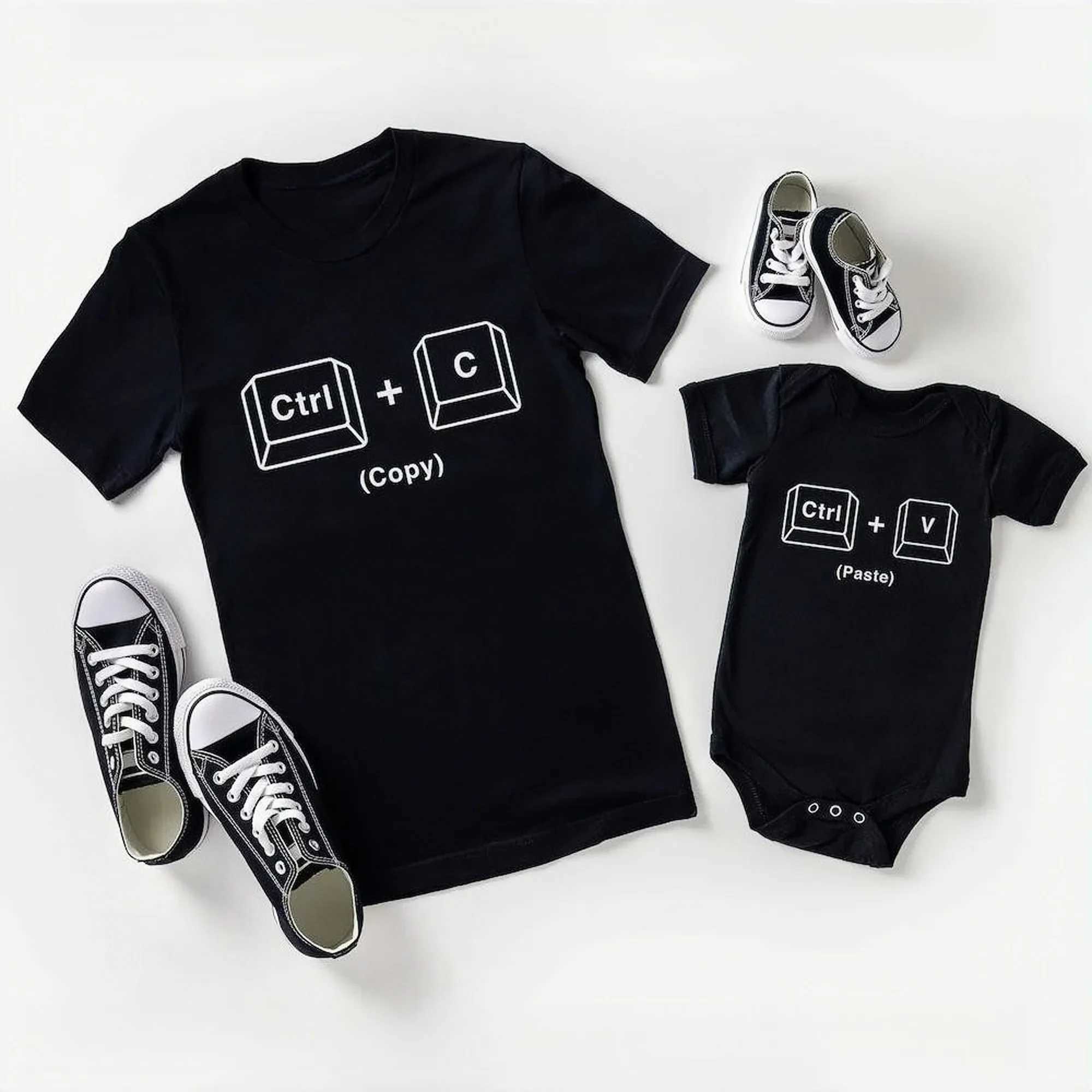 Copy Paste Shirt Father and Baby Matching Shirts Ctrl C Ctrl V Print Daddy Daughter Shirts New Fathers Day Gift W240816