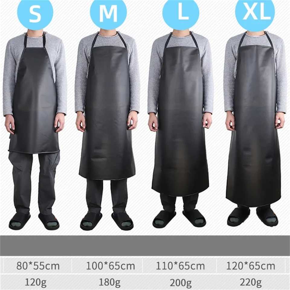 PVC Apron Kitchen Waterproof Oil-proof Soft Leather Aprons Black Extra-long Apron Anti Fouling Men Chef Barber Work ApronXJ240816