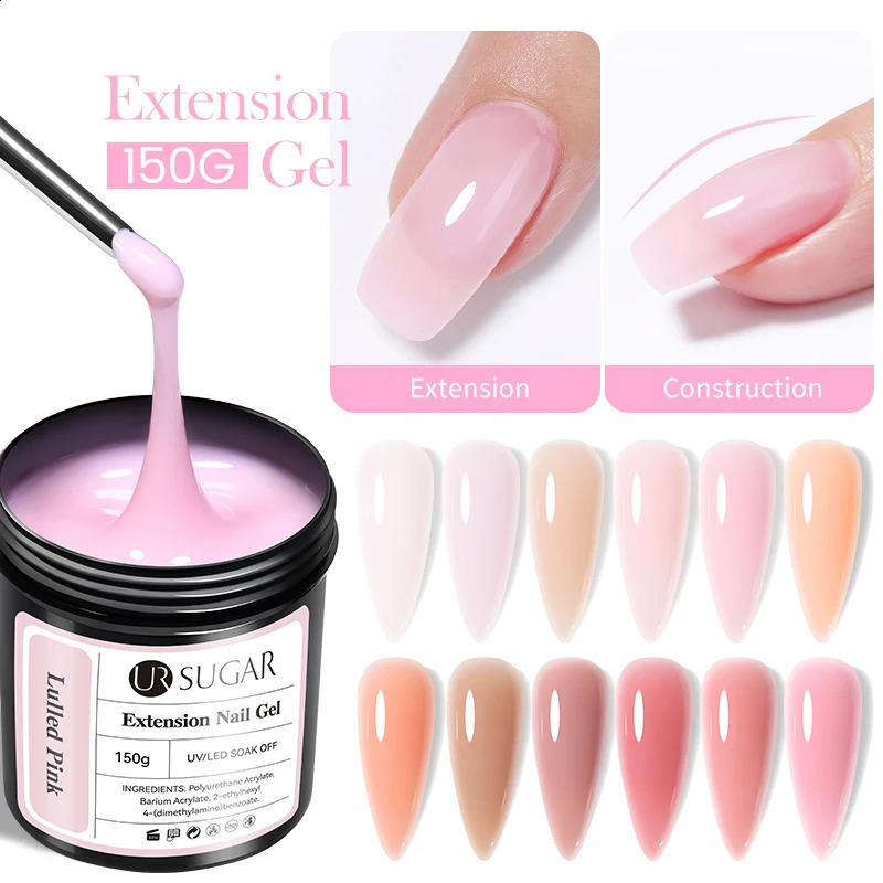 UR SUGAR 150g Extension Nail Gel Polish Peach Fuzz Jelly Nude Pink Clear Semi Permanent Acrylic Building UV Construction Gel 240816
