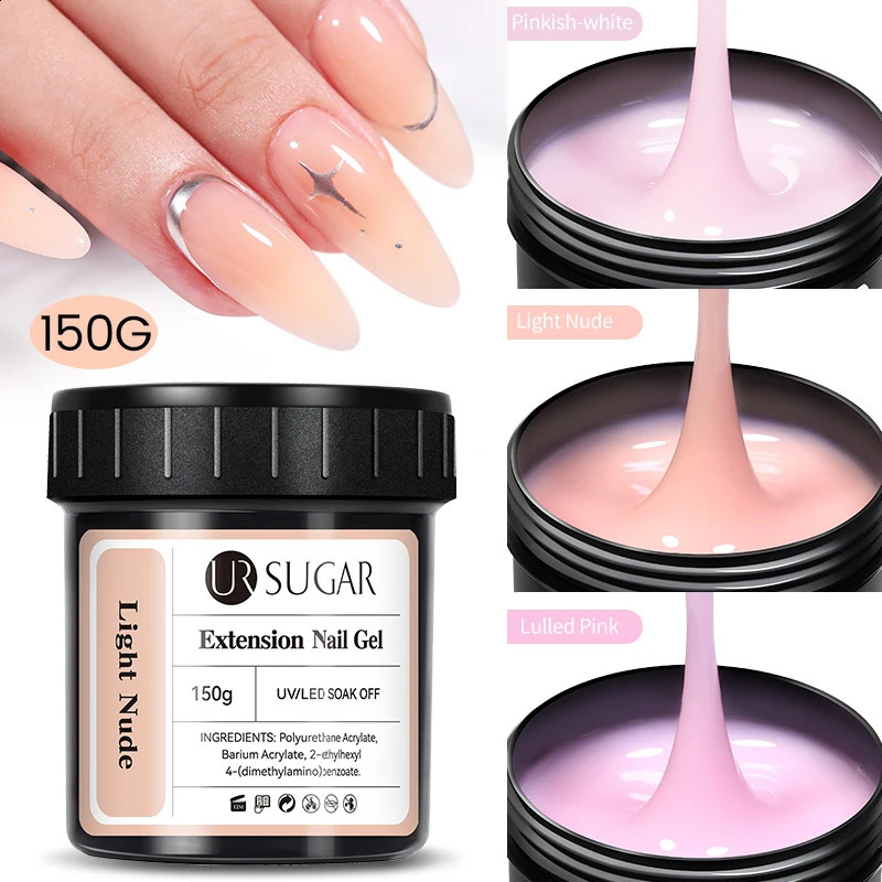 UR SUGAR 150g Extension Nail Gel Polish Peach Fuzz Jelly Nude Pink Clear Semi Permanent Acrylic Building UV Construction Gel 240816