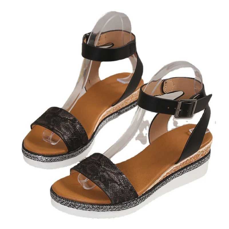 Amkle Strap Wedge Sandals for Women Summer 2024 High Heel Open Toe Buckle Gladiator Shoes Woman Non Slip Platform Sandals Female CI240806