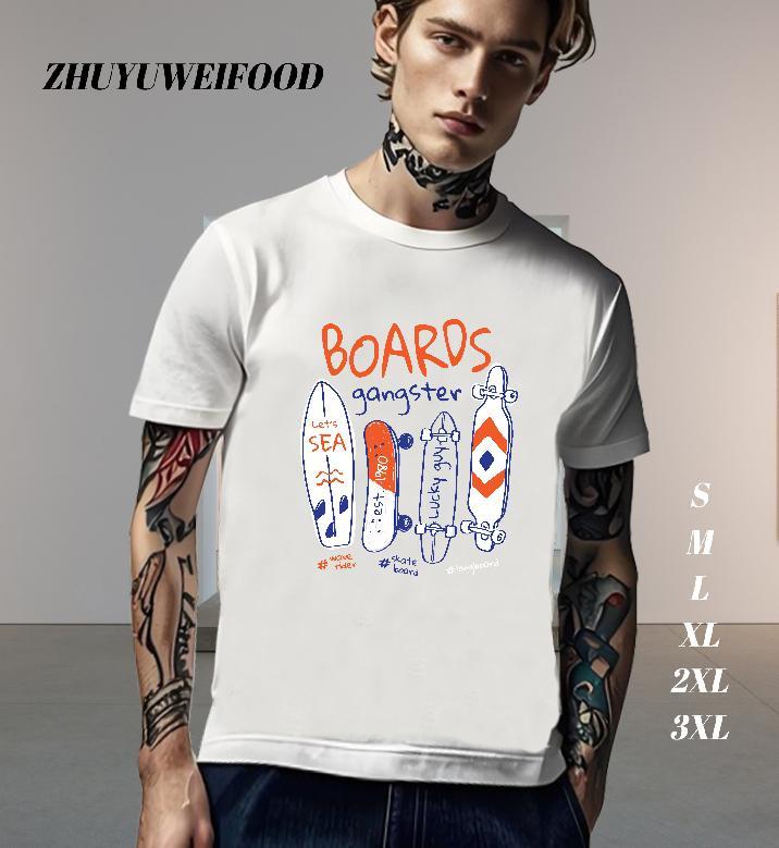 Cool T-Shirts 230g Pure Cotton letter Street Casual Floral Print Short Sleeve O-Neck Tshirts 2024 DIY Top Tees