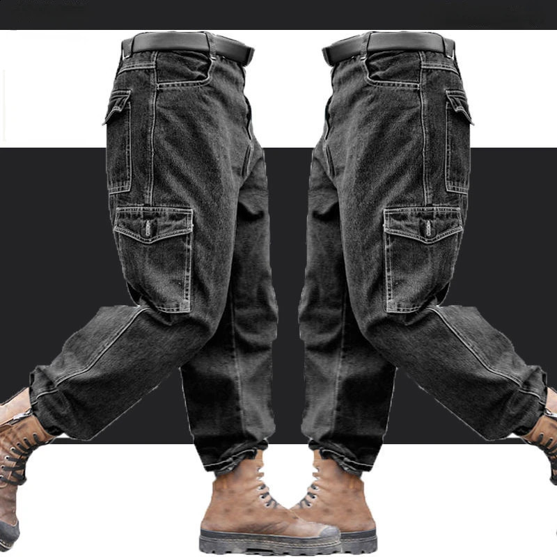 Mens clothing mens pants wearresistant and scalp resistant thick cotton work clothes denim multiple pockets 240816
