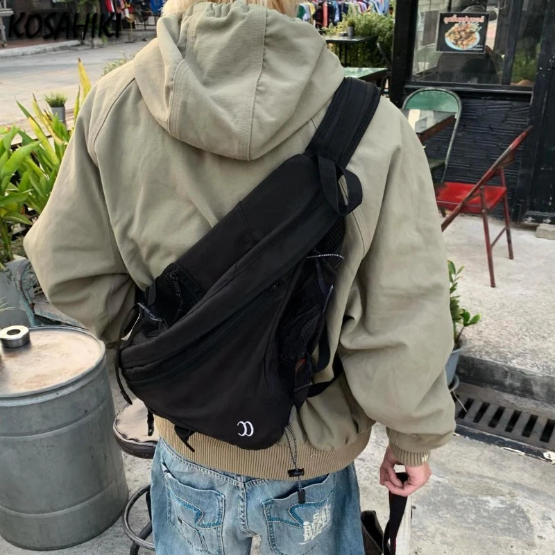 Y2k Aesthetic All Match Women Streetwear Handbags Vintage Grunge Men Crossbody Bag Fashion All Match Cargo Shoulder Bags Trendy 240816