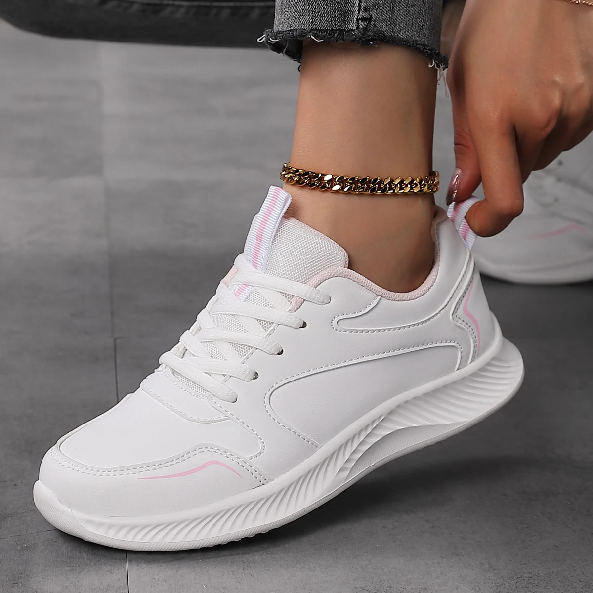 Woman Tennis Sneakers Fashion Comfort Sports Board Shoes Casual Shoes Female Spring Summer Ladies Female Women Shoe PU 240809