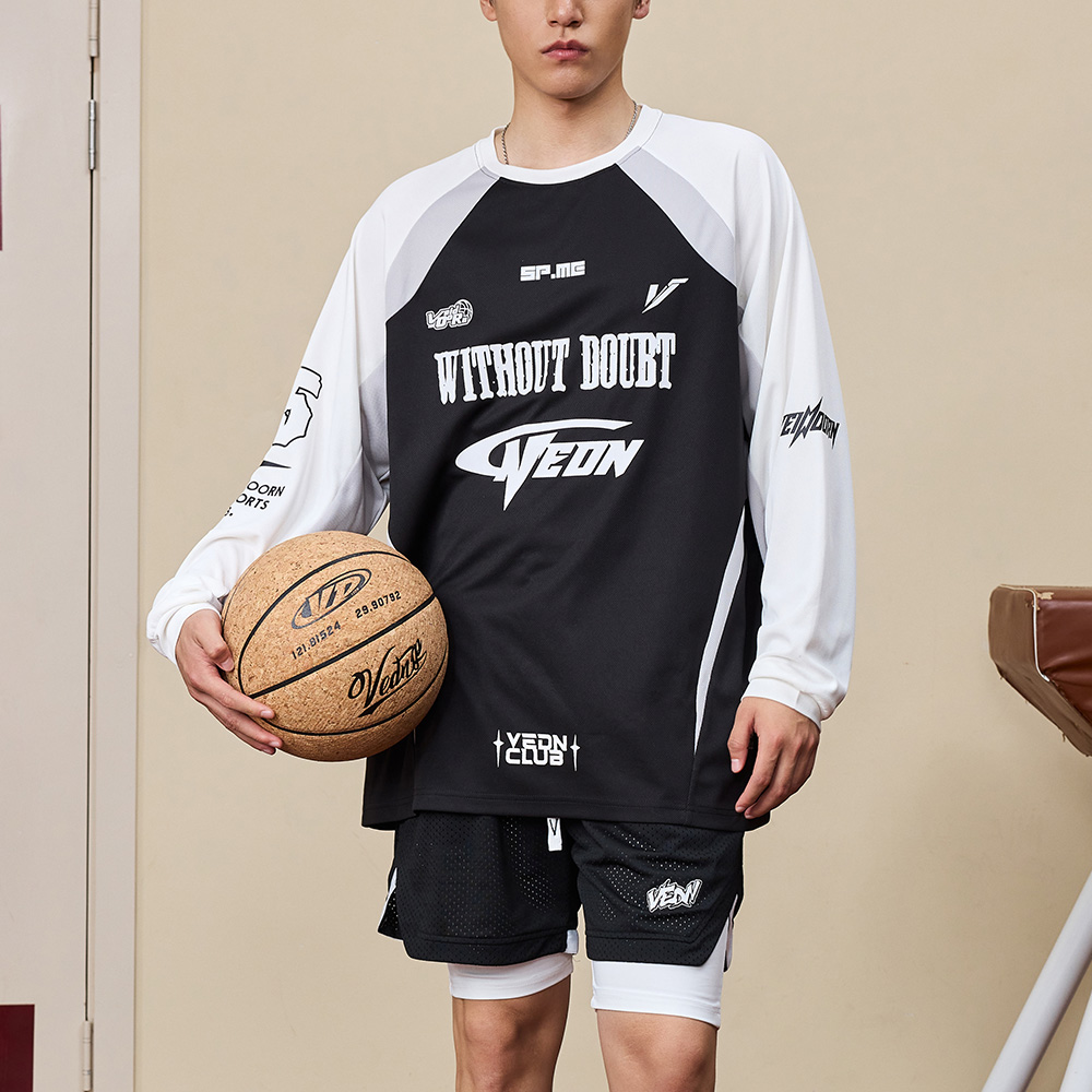 Men's Long Sleeve Graphic T-Shirt Crew Neck Moisture Wicking Quick Dry Breathable Basketball Training Jersey Outdoor Daily Clothing