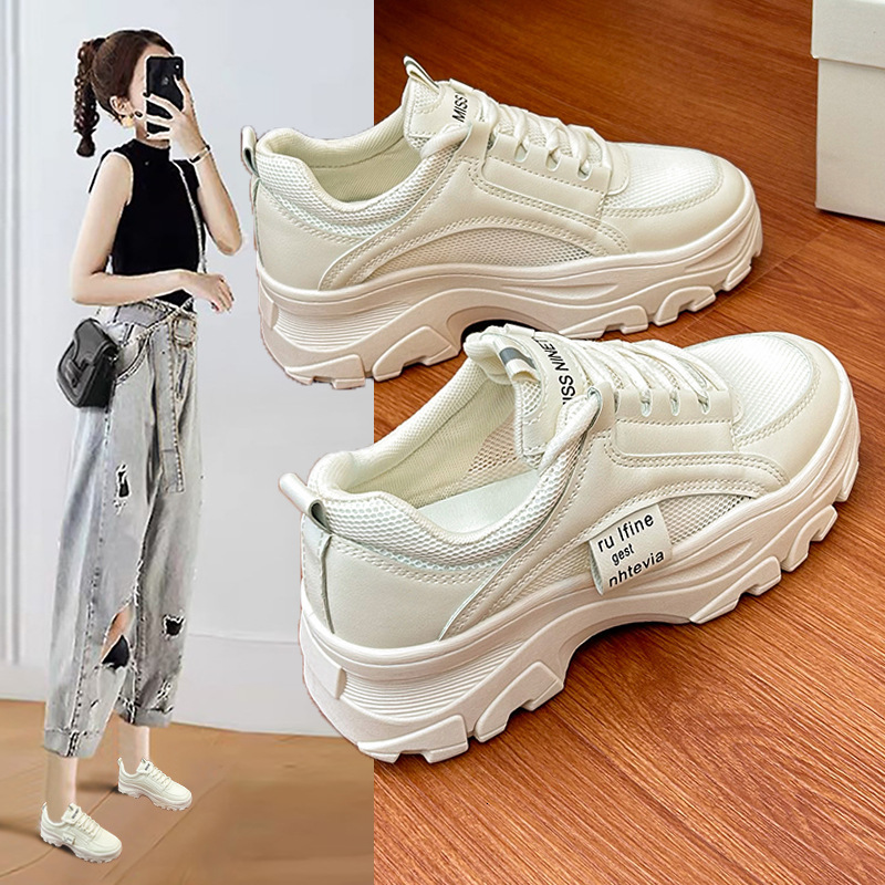 Ddmysports Ins Korean Version New Dad Women Autumn Student Mesh Breathable Sports Street Auction Height Shoes A OUTDOOR