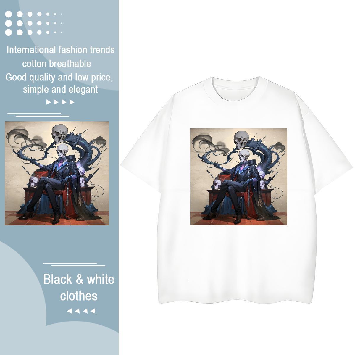 TOP Quality T Shirt For Man 230g Cotton skull Summer Casual DIY Pure Cotton Couples T Shirts Factory Direct Tops Tees