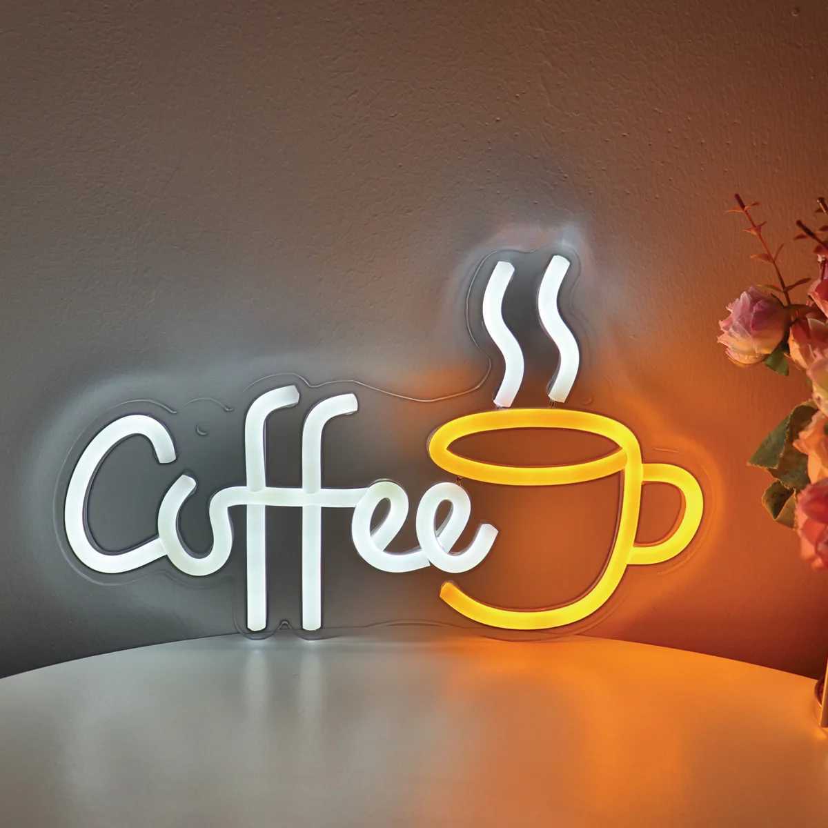 1PC Creative Coffee Cup LED Neon Sign Light Used for Party Room Bar Club Milk Coffee Shop Wall Decoration 11.1 inches * 6.73 inches B240817