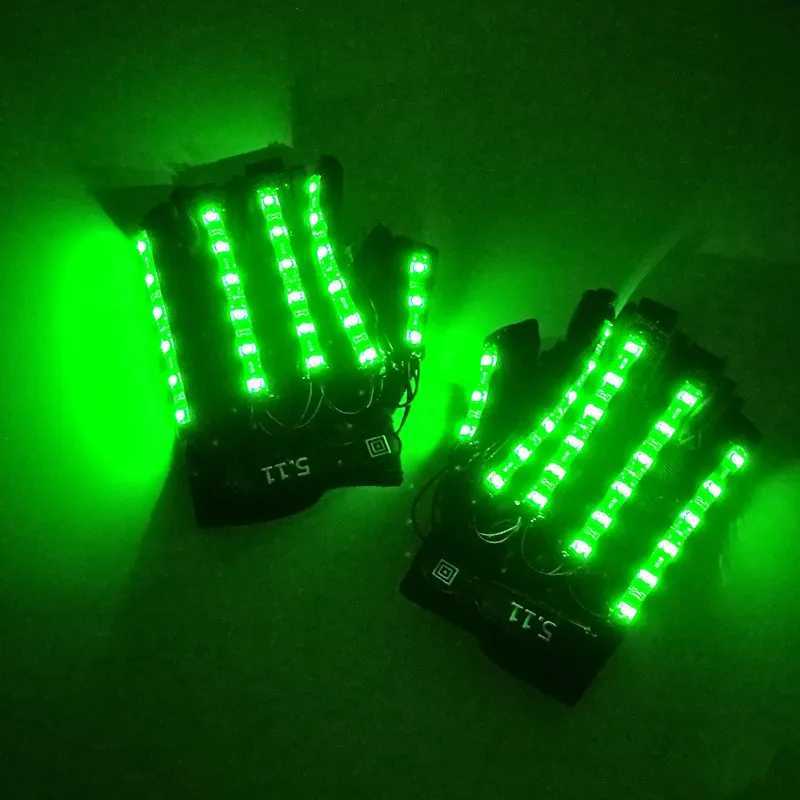 6 Colors Light-emitting Gloves Music DJ Party Cosplay Stage Performance Glowing Half Finger LED Beaming Laser Lights Gloves Y250725