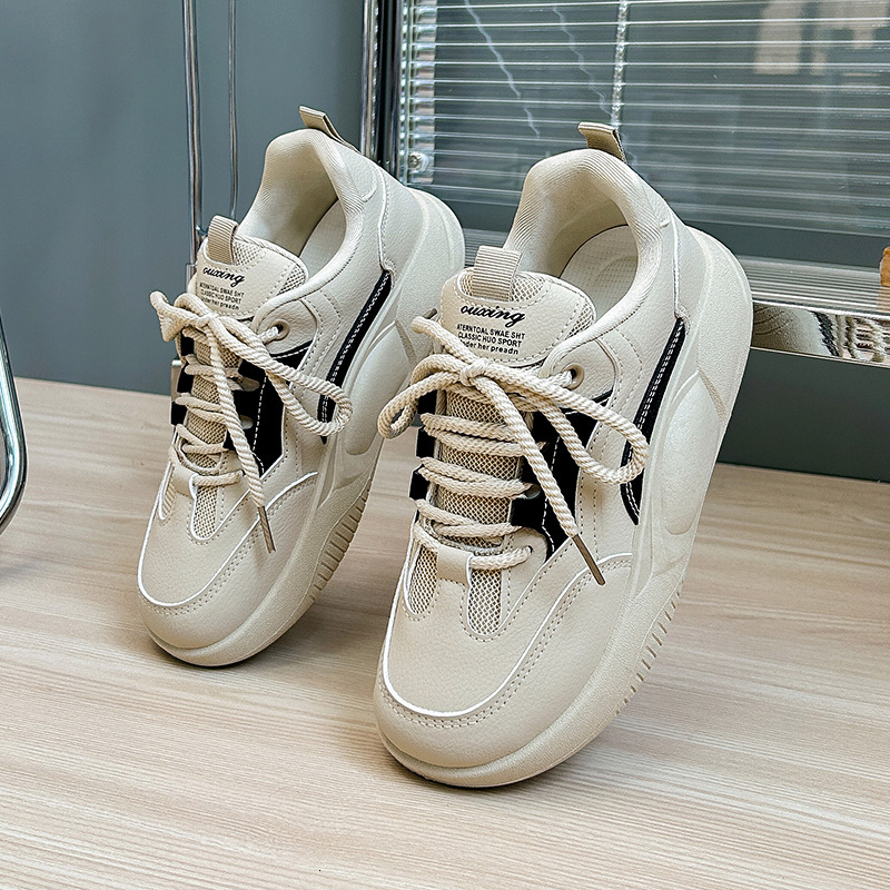 Ddmysports Little White Female Spring New Breathable Student Thick Sole Elevated Board Shoes Instagram Fashion Korean Casual Shoes Q OUTDOOR