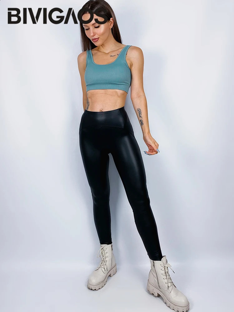BIVIGAOS Women Spring Autumn Fleece Matte PU Leather Pants Leggings Elastic Slim Skinny Leggings Windproof Warm Sexy Legging 240816