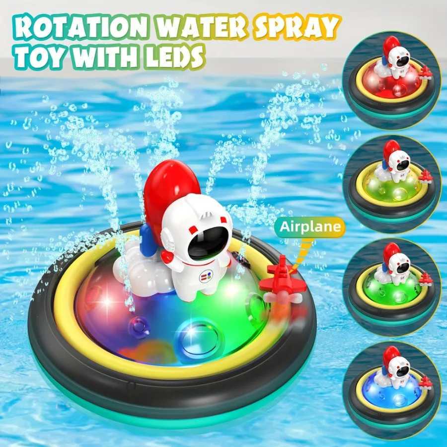 Astronaut baby bath toys Childrens spray water toys Rotate and light baby bath toysW240814