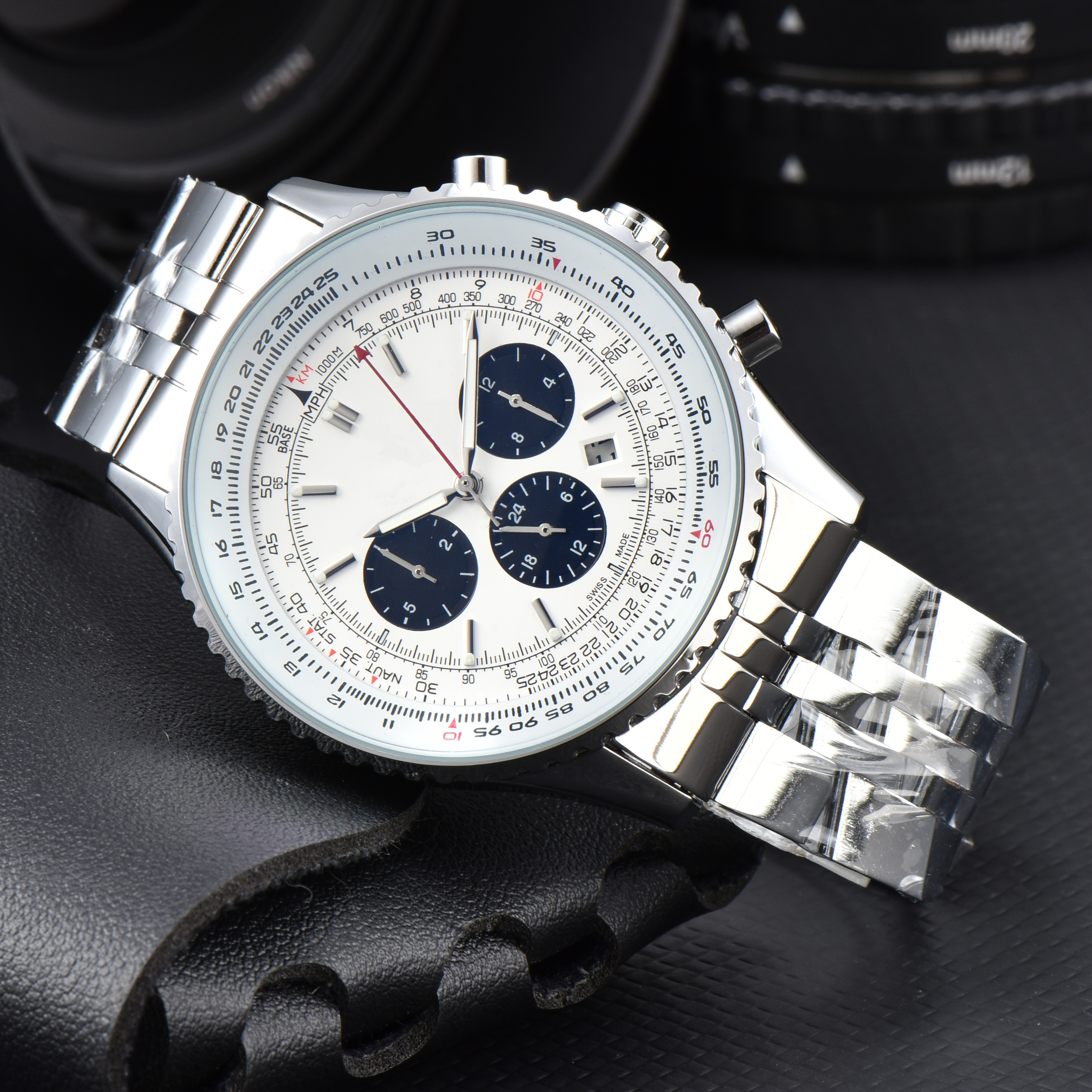 2024Swiss genuine men's mechanical watch timing multi-functional business leisure watch 46 dial aviation pilot watch timing multi-functional sports watch