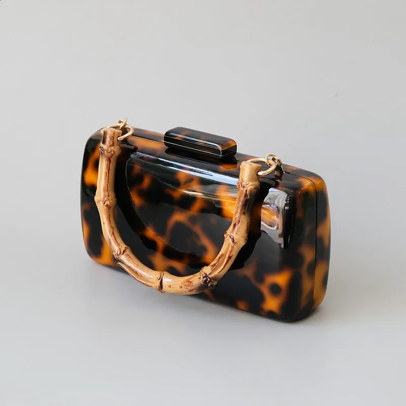 Fashion Bag Fashion Womens Handbag Leopard Acrylic Party Evening Bag Womens Amber Fashion Handbag Box Clutch Wallet 240816