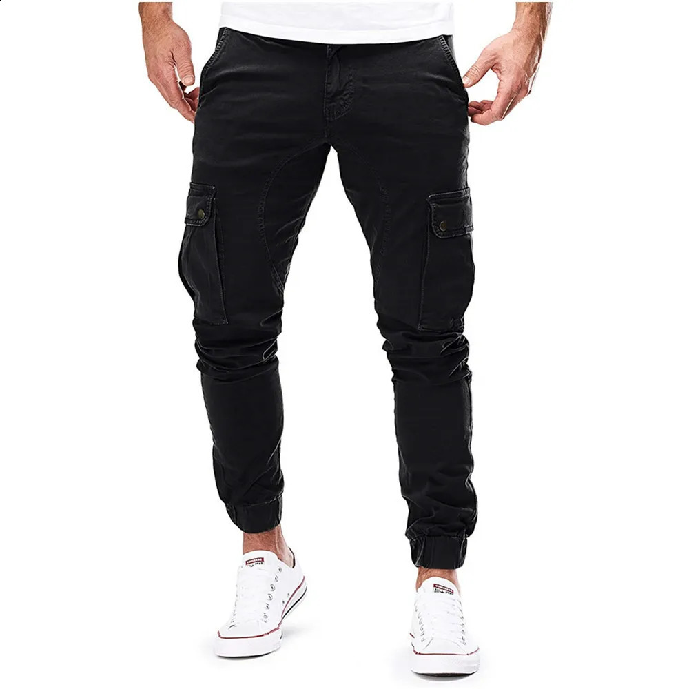 High Stretch Skinny Cargo Pants Multi-pocket Sweatpants Solid Color Casual Work Outdoor Joggers Trousers 240816CJ