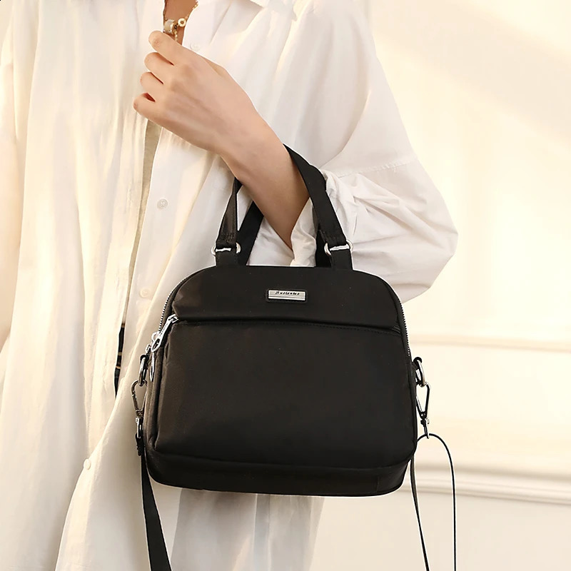 Nylon Zipper Ladies TopHandle Bags Sewing Thread Shoulder for Women Multiple Pockets Bolso Mujer w240817
